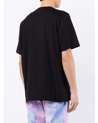 schwarzes bedrucktes T-Shirt mit einem Rundhalsausschnitt von MSGM