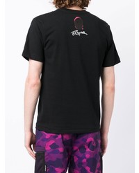 schwarzes bedrucktes T-Shirt mit einem Rundhalsausschnitt von BAPE BLACK *A BATHING APE®