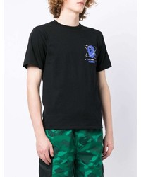 schwarzes bedrucktes T-Shirt mit einem Rundhalsausschnitt von BAPE BLACK *A BATHING APE®