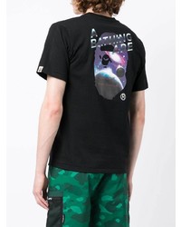 schwarzes bedrucktes T-Shirt mit einem Rundhalsausschnitt von BAPE BLACK *A BATHING APE®