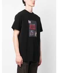 schwarzes bedrucktes T-Shirt mit einem Rundhalsausschnitt von 424