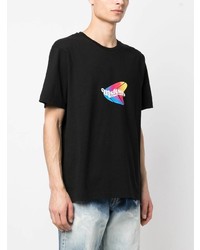schwarzes bedrucktes T-Shirt mit einem Rundhalsausschnitt von MSFTSrep