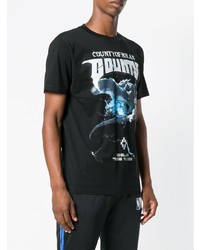 schwarzes bedrucktes T-Shirt mit einem Rundhalsausschnitt von Marcelo Burlon County of Milan