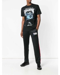 schwarzes bedrucktes T-Shirt mit einem Rundhalsausschnitt von Marcelo Burlon County of Milan