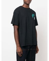 schwarzes bedrucktes T-Shirt mit einem Rundhalsausschnitt von Rhude