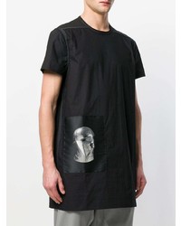 schwarzes bedrucktes T-Shirt mit einem Rundhalsausschnitt von Rick Owens DRKSHDW