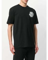 schwarzes bedrucktes T-Shirt mit einem Rundhalsausschnitt von McQ Alexander McQueen