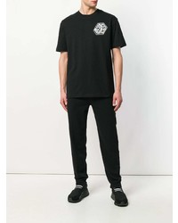 schwarzes bedrucktes T-Shirt mit einem Rundhalsausschnitt von McQ Alexander McQueen