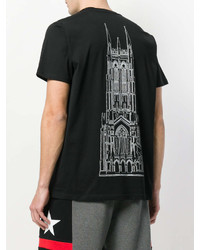 schwarzes bedrucktes T-Shirt mit einem Rundhalsausschnitt von Givenchy