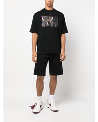 schwarzes bedrucktes T-Shirt mit einem Rundhalsausschnitt von Off-White