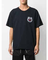 schwarzes bedrucktes T-Shirt mit einem Rundhalsausschnitt von Rhude