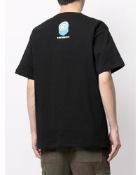 schwarzes bedrucktes T-Shirt mit einem Rundhalsausschnitt von A Bathing Ape