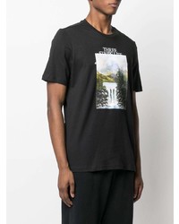 schwarzes bedrucktes T-Shirt mit einem Rundhalsausschnitt von adidas