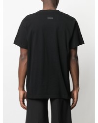 schwarzes bedrucktes T-Shirt mit einem Rundhalsausschnitt von Fear Of God