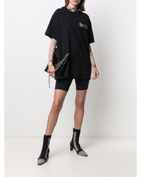 schwarzes bedrucktes T-Shirt mit einem Rundhalsausschnitt von Vetements