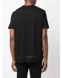 schwarzes bedrucktes T-Shirt mit einem Rundhalsausschnitt von Karl Lagerfeld