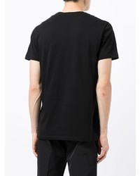 schwarzes bedrucktes T-Shirt mit einem Rundhalsausschnitt von Emporio Armani