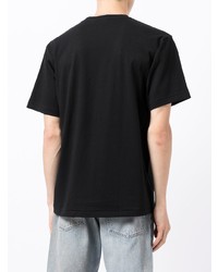 schwarzes bedrucktes T-Shirt mit einem Rundhalsausschnitt von A Bathing Ape