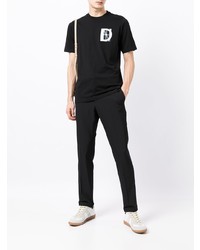 schwarzes bedrucktes T-Shirt mit einem Rundhalsausschnitt von Dunhill