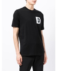 schwarzes bedrucktes T-Shirt mit einem Rundhalsausschnitt von Dunhill