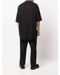 schwarzes bedrucktes T-Shirt mit einem Rundhalsausschnitt von Rick Owens DRKSHDW