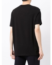 schwarzes bedrucktes T-Shirt mit einem Rundhalsausschnitt von Armani Exchange