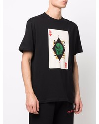 schwarzes bedrucktes T-Shirt mit einem Rundhalsausschnitt von Just Cavalli