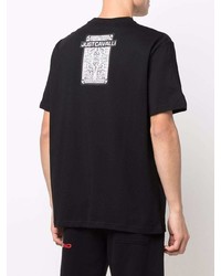 schwarzes bedrucktes T-Shirt mit einem Rundhalsausschnitt von Just Cavalli