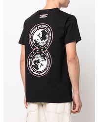 schwarzes bedrucktes T-Shirt mit einem Rundhalsausschnitt von Enterprise Japan