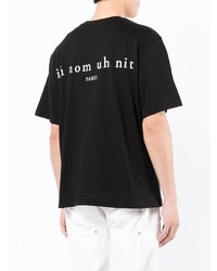 schwarzes bedrucktes T-Shirt mit einem Rundhalsausschnitt von Ih Nom Uh Nit