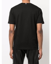 schwarzes bedrucktes T-Shirt mit einem Rundhalsausschnitt von McQ