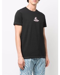 schwarzes bedrucktes T-Shirt mit einem Rundhalsausschnitt von Diesel