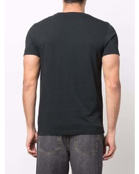 schwarzes bedrucktes T-Shirt mit einem Rundhalsausschnitt von Diesel