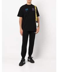 schwarzes bedrucktes T-Shirt mit einem Rundhalsausschnitt von Off-White