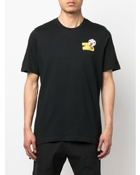 schwarzes bedrucktes T-Shirt mit einem Rundhalsausschnitt von adidas