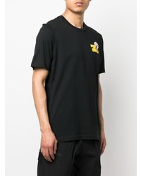 schwarzes bedrucktes T-Shirt mit einem Rundhalsausschnitt von adidas