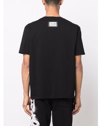 schwarzes bedrucktes T-Shirt mit einem Rundhalsausschnitt von Just Cavalli