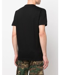 schwarzes bedrucktes T-Shirt mit einem Rundhalsausschnitt von DSQUARED2