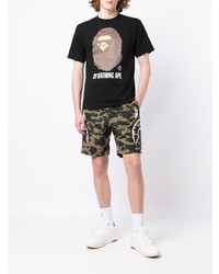 schwarzes bedrucktes T-Shirt mit einem Rundhalsausschnitt von BAPE BLACK *A BATHING APE®