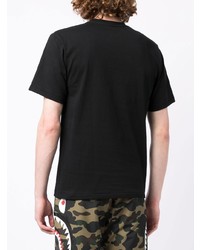 schwarzes bedrucktes T-Shirt mit einem Rundhalsausschnitt von BAPE BLACK *A BATHING APE®