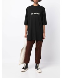 schwarzes bedrucktes T-Shirt mit einem Rundhalsausschnitt von Rick Owens DRKSHDW