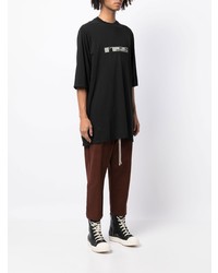 schwarzes bedrucktes T-Shirt mit einem Rundhalsausschnitt von Rick Owens DRKSHDW