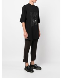 schwarzes bedrucktes T-Shirt mit einem Rundhalsausschnitt von Rick Owens DRKSHDW