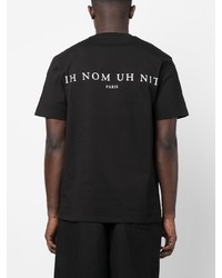 schwarzes bedrucktes T-Shirt mit einem Rundhalsausschnitt von Ih Nom Uh Nit