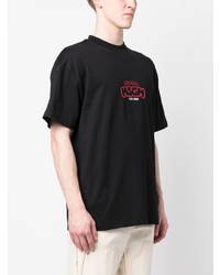 schwarzes bedrucktes T-Shirt mit einem Rundhalsausschnitt von MSGM