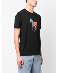 schwarzes bedrucktes T-Shirt mit einem Rundhalsausschnitt von PS Paul Smith