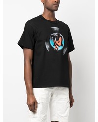 schwarzes bedrucktes T-Shirt mit einem Rundhalsausschnitt von Misbhv