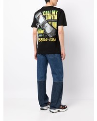 schwarzes bedrucktes T-Shirt mit einem Rundhalsausschnitt von MARKET