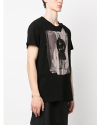 schwarzes bedrucktes T-Shirt mit einem Rundhalsausschnitt von Yohji Yamamoto