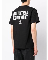 schwarzes bedrucktes T-Shirt mit einem Rundhalsausschnitt von Izzue